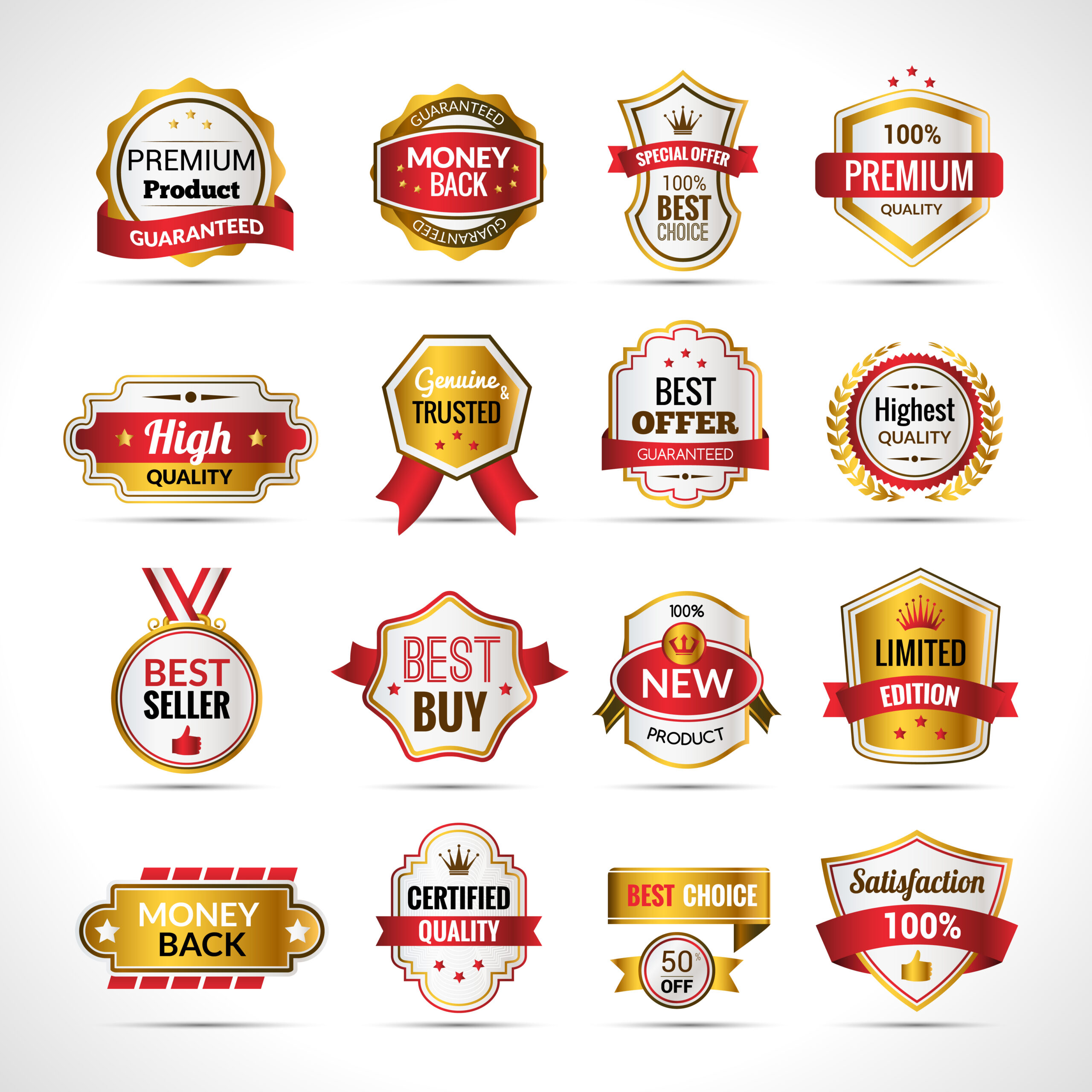 luxury labels gold and red